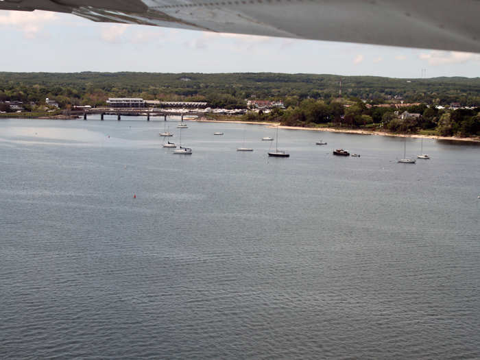 After about 30 minutes in the air, we spotted our destination: The Sag Harbor Marina. The village is on the northern side of south fork, between Bridgehampton and East Hampton.