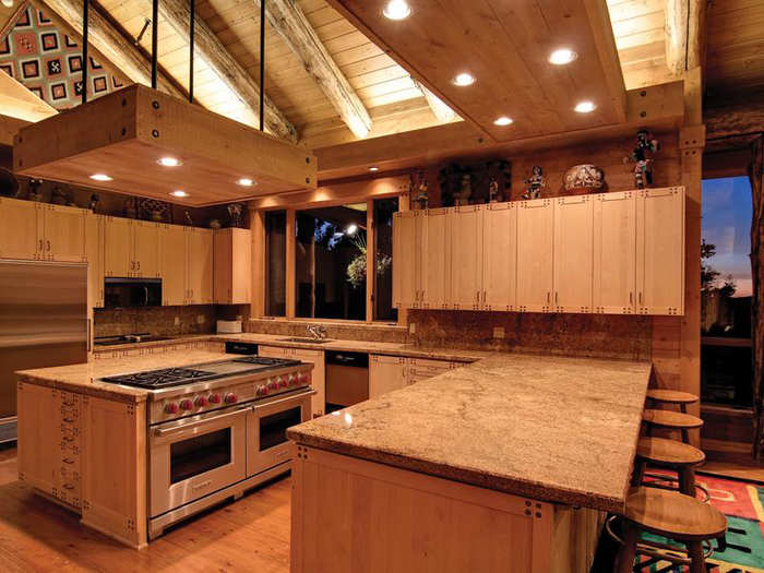 We love the ceiling lights over the counter tops.