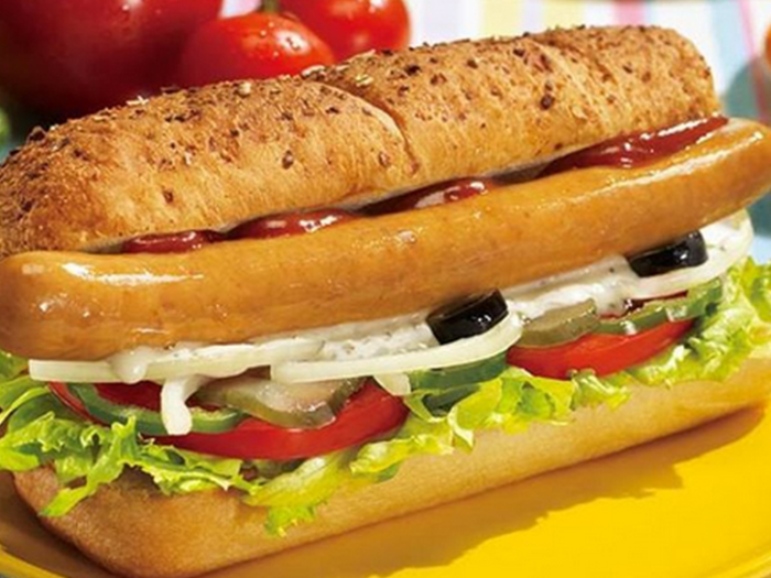 Far from the healthy U.S. options, Subway Japan offers a hot dog barbecue sub.