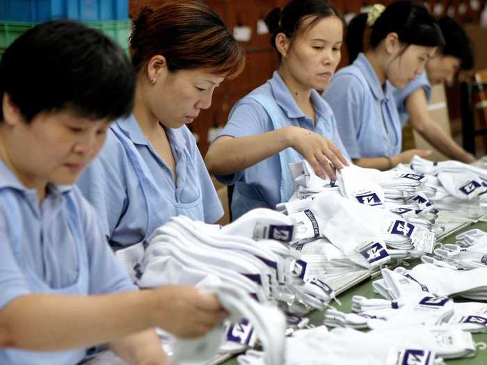 About 8 billion pairs of socks are made annually in China