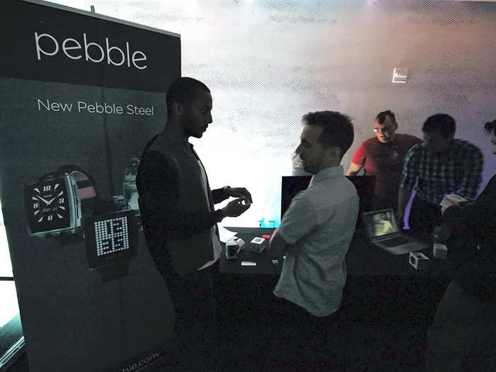 The folks from Pebble were also around. Robel Yemiru (left) was explaining their latest smartwatch.