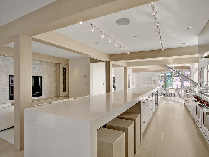 The kitchen counter seems impossibly long.