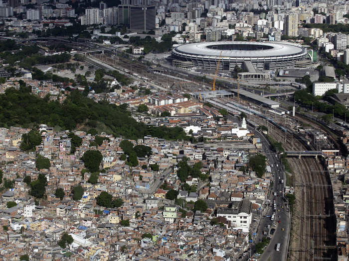 The Maracana is in the thick of Rio, right down the road from the Mangueira slum.