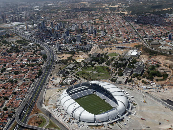 The most striking arena from above: the brand-new Arena das Dunas in Natal.