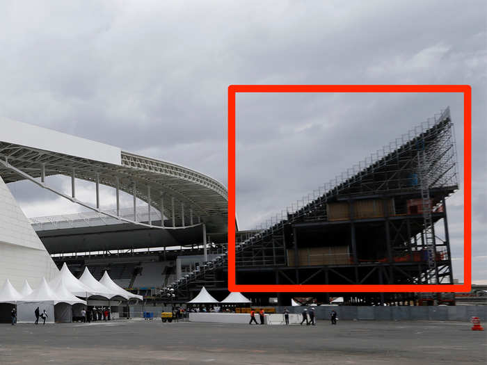 A huge portion of temporary bleachers wasn