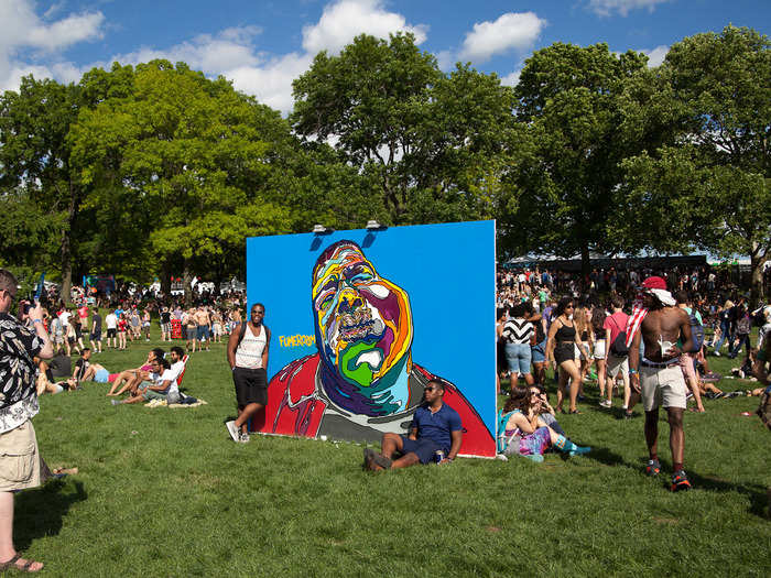 There were art installations scattered throughout the grounds. This one of Biggie Smalls was one of our favorites.