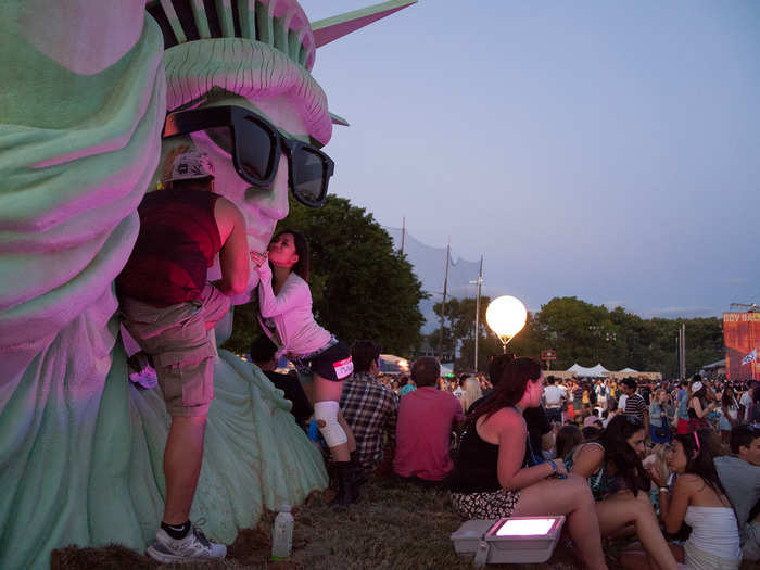 The Statue of Liberty art installation was one of the most popular photo-opportunities for festival-goers.