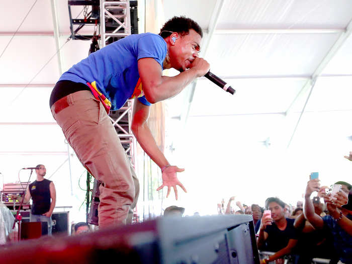 Cult rap star Chance the Rapper gave an intense performance in the Gotham Tent on Saturday. He even led a massive singalong of the theme song from the PBS animated series Arthur.