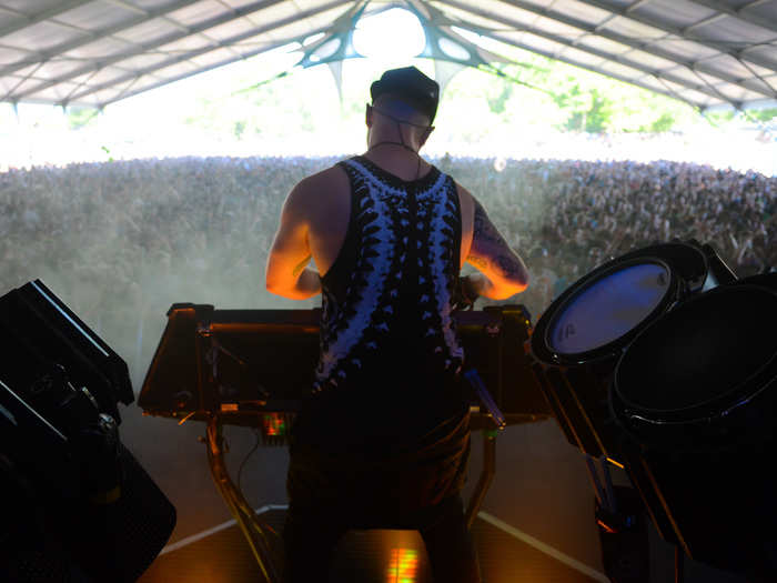 The Glitch Mob took over in the Gotham Tent after Chance the Rapper. He kept the energy high.