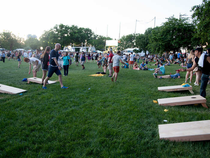 Cornhole was one of the most popular. Every set was being used.