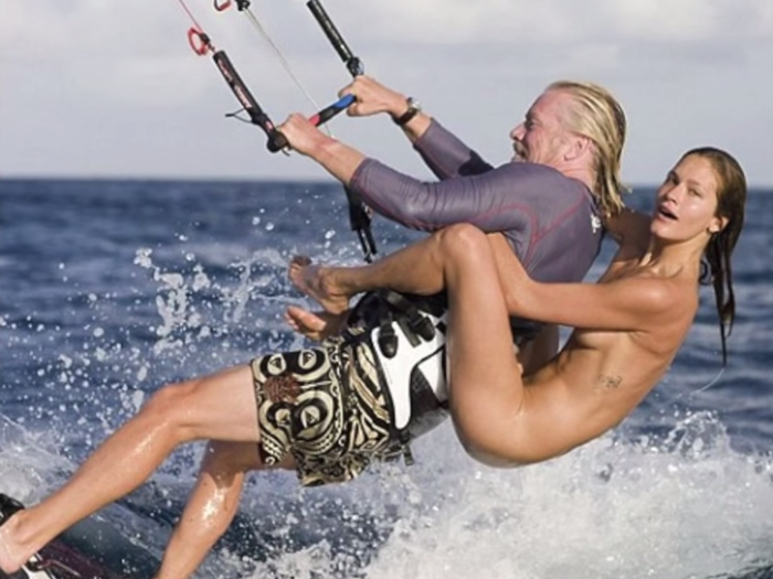 In one of his more controversial moments, Branson appeared kitesurfing with a naked model on his back. His wife reportedly dismissed the behavior as 