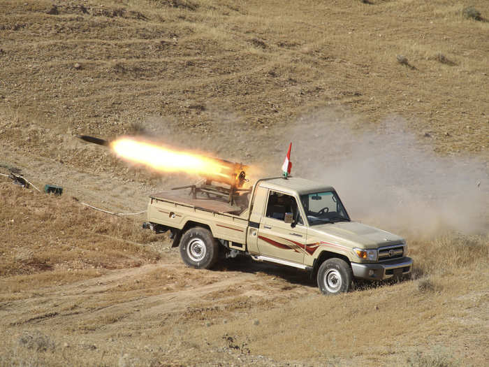 The Peshmerga also have easily deployable and maneuverable rocket launchers.