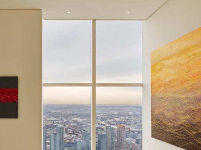 Located 90 stories above Manhattan, this penthouse offers views of the city and beyond.