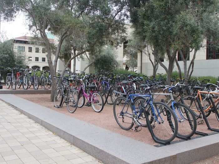 People use bikes to get across the huge campus, including to some of the off-campus apartments. Trulia founders Pete Flint and Sami Inkinen met in the Graduate School of Business. They were frustrated by the lack of resources online to help them find apartments in the Silicon Valley. So they built Trulia to help ease the frustration of finding an apartment online.