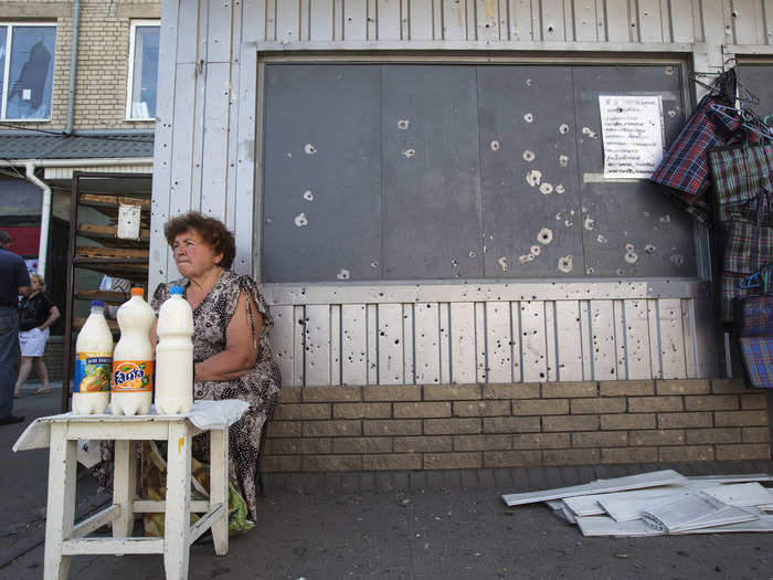 Shrapnel from the explosions have caused collateral damage throughout the city, scarring many building facades and windows.