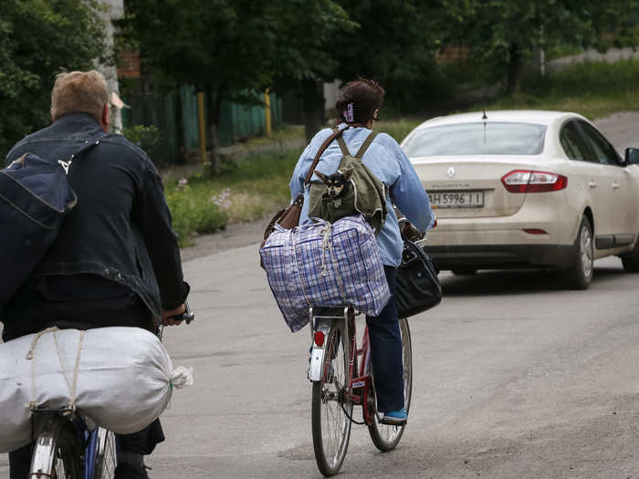 Residents have tried to flee the fighting any way they can.