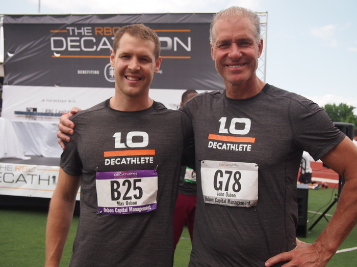 John Osbon and his son Max train and compete together in the decathlon. Max finished second in the executive division.