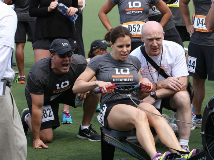 RBC managing director Heather Ehrenkranz doing the 500 meter row in 01:46.05.