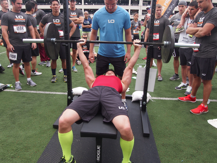 Jay Li, an analyst at Trafelet Brokaw & Co., did 35 reps on the bench press.