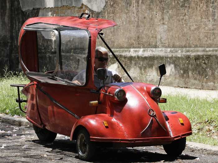 This Messerschmitt KR200 microcar, seen here in Havana, dates back to before the Cuban Revolution.