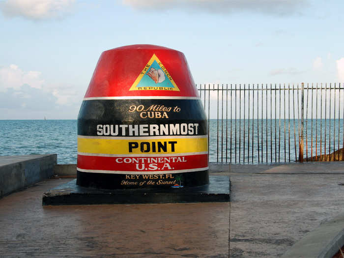 FLORIDA: If you’re visiting Key West, the southernmost point buoy is a must-see. This massive buoy marks the southernmost point in the continental United States, and is only 90 miles from Cuba.