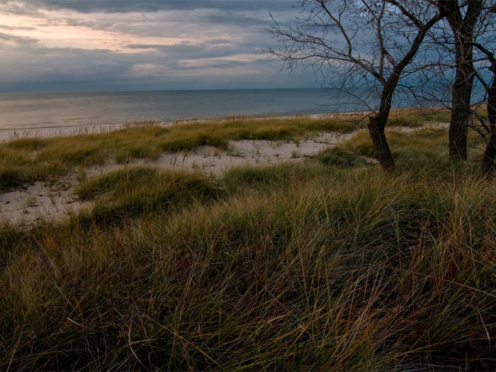 INDIANA: Indiana Dunes National Park offers 15 miles of beautiful beaches along Lake Michigan, with views of the Chicago skyline on the horizon. When you