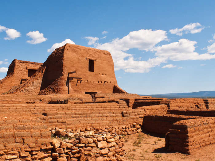 NEW MEXICO: Pecos National Historical Park features the remains of an Indian pueblo and offers plenty of areas to explore. Take a ranger-guided ruins tour or venture 1.25 miles to the Pecos pueblo on your own. On the weekends, van tours to Civil War sites and the Forked Lightning Ranch are available.