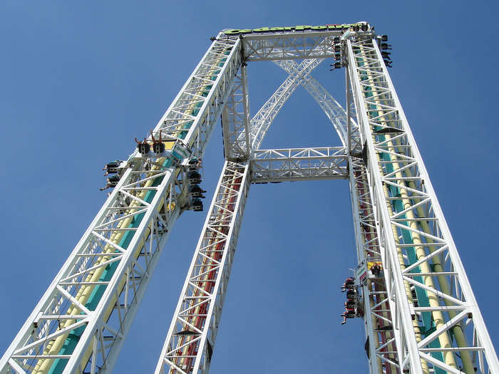 OHIO: Cedar Point Amusement Park is known as the rollercoaster capital of the world, with 17 coasters in total. The amusement park opened a new rollercoaster this year called Pipe Scream, which spins as it flies along the track.