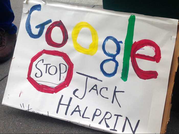 Protesters claimed Jack Halprin was responsible for evicting San Francisco residents.