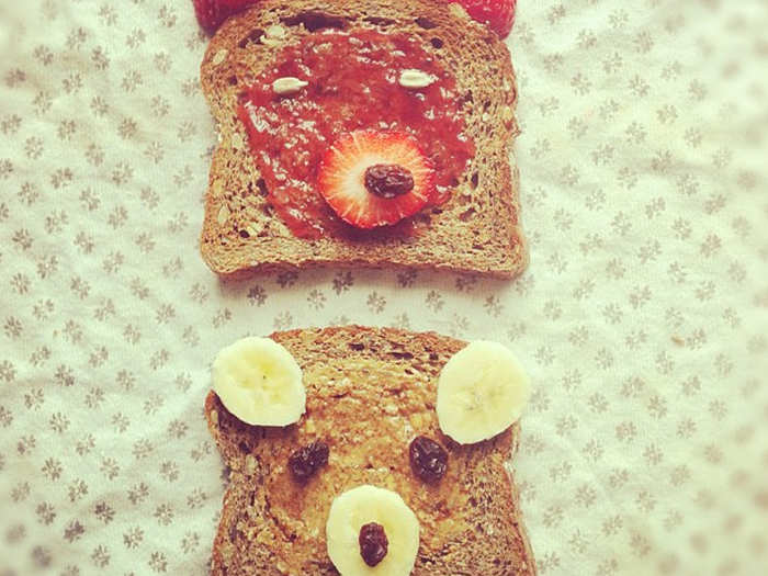 The first artistic creation she made was a strawberry fox and a banana bear on toast. They