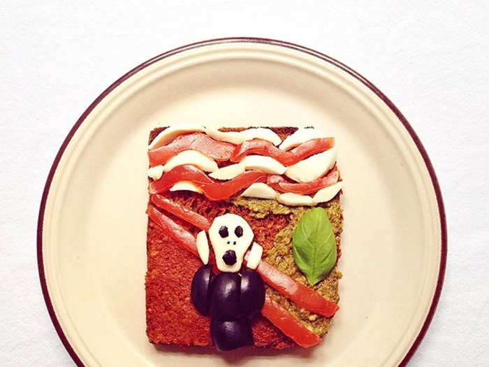 And she did this toast art, inspired by "The Scream," for a live-streamed cooking event hosted by Swedish household appliance company Electrolux.