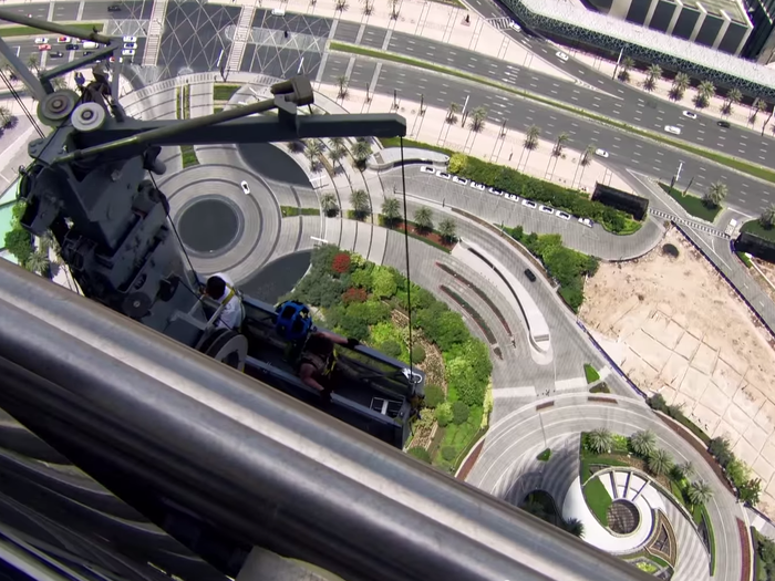 The camera captured panoramas from both inside and outside the Burj Khalifa.