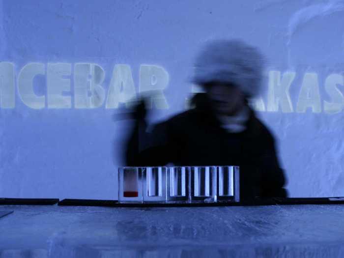 Sip on a cocktail in a glass made entirely of ice at the ICEBAR, a bar inside Sweden