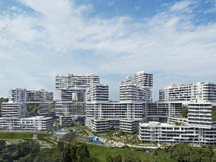 FINALIST (Asia & Australasia): The Interlace, Singapore. These stacked apartment buildings stand at 308 feet tall and are designed for "changing perspective, meeting new neighbors, or finding a longer way home."