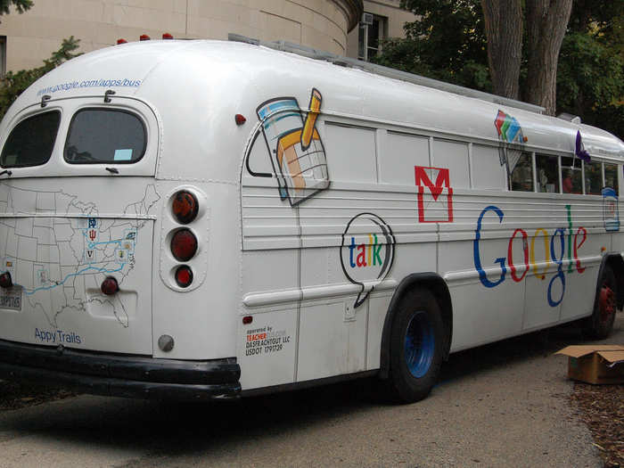 Googlers at the Mountain View campus get a free ride to and from work.