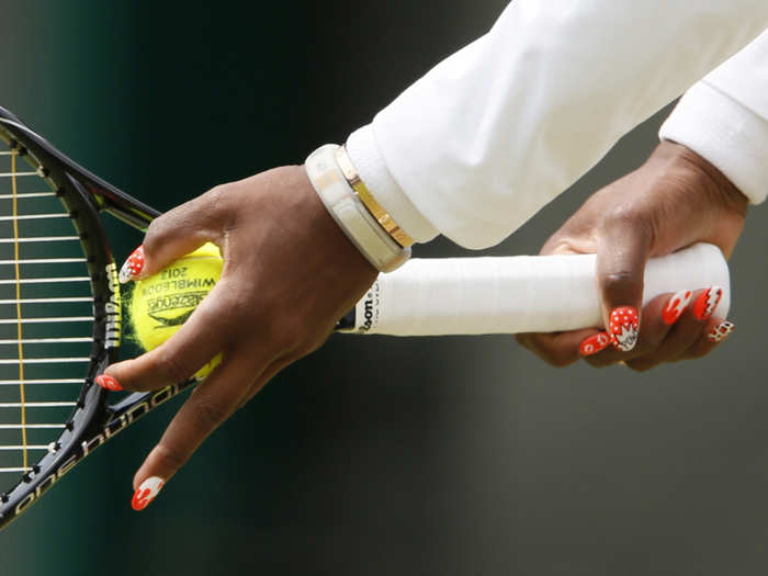 In 2013, Serena kept her outfit simple, but went with crazy, bright nails