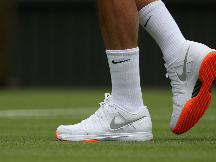In 2013, Roger Federer got into a little trouble because the soles of his sneakers were bright orange.