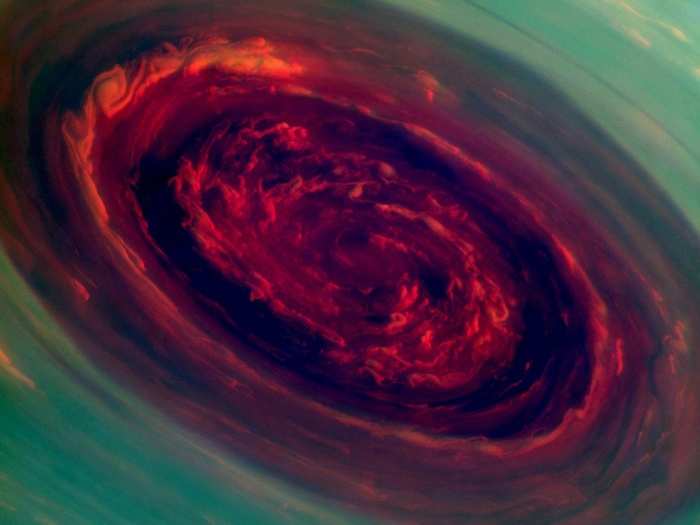This infrared image of Saturn