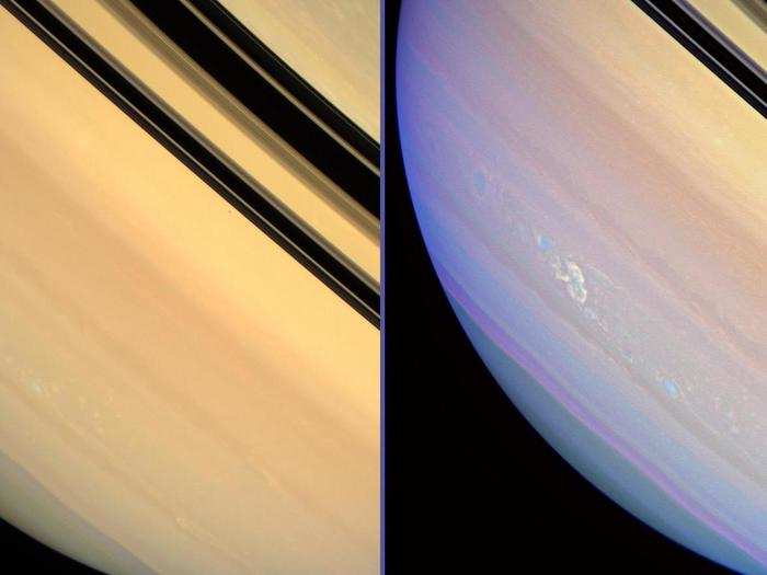This image of the longest-lived electrical storm observed on Saturn was taken three months after the storm was detected.