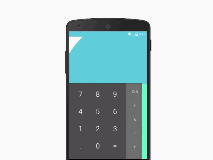 Native apps in Android L will show small animations as you touch the screen, like the calculator app shown below.