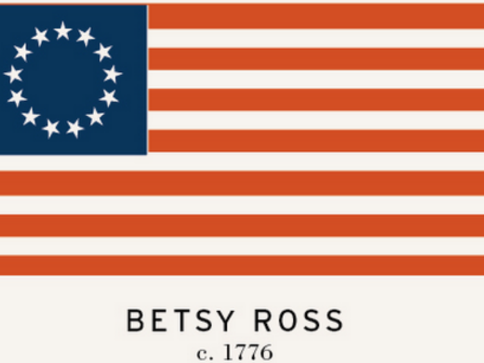 The first official American Flag, generally attributed to Betsy Ross, chose stars to mimic the Washington coat of arms. Congress passed the first Flag Act a year later in 1777, which required all flags include 13 alternating red and white flags as well as thirteen white stars.