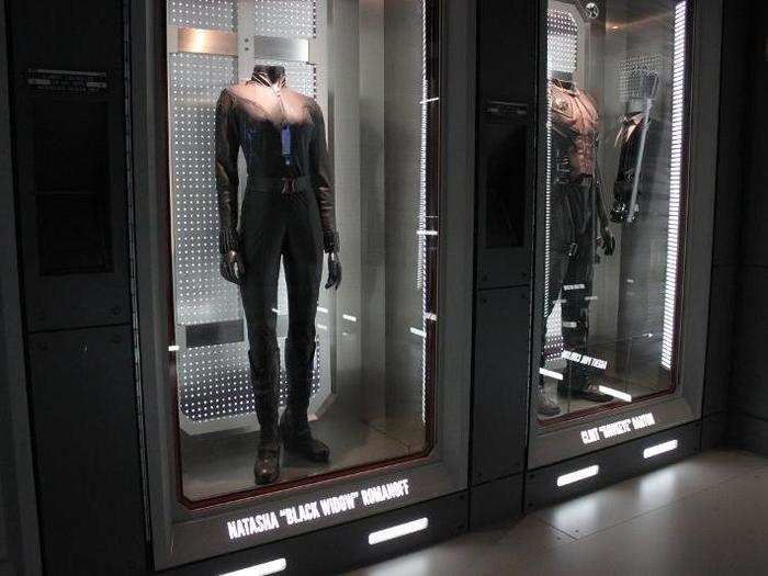 Once inside, you can see more than 60 props and costumes from all of the Avengers film franchises including Black Widow (Scarlett Johansson) and Hawkeye (Jeremy Renner) ...