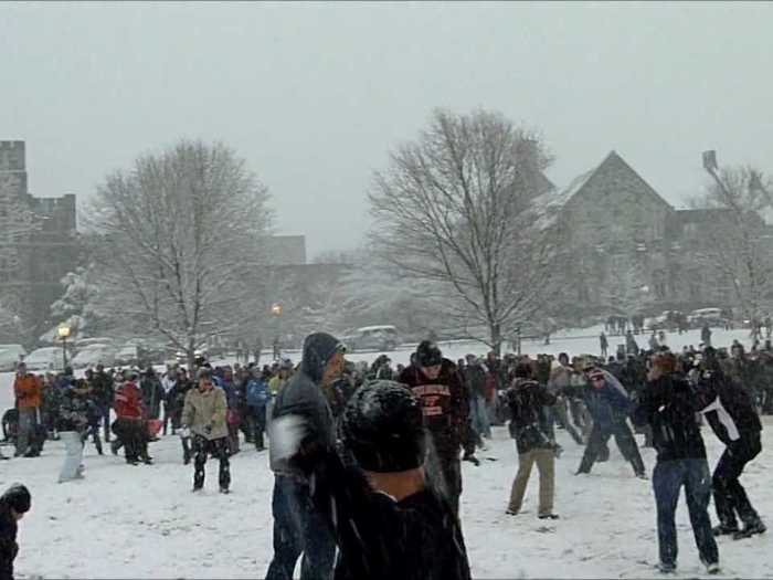 Civilians vs. Cadets Snowball Fight at Virginia Tech