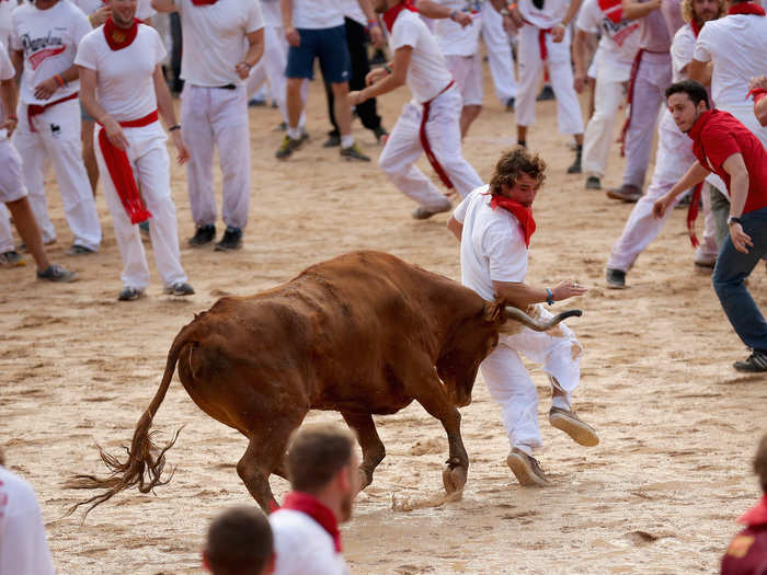 After the bulls are brought to the arena, they are used in a bullfight, a centuries-old tradition. As Ernest Hemingway wrote in "The Sun Also Rises," (which partly takes place at the festival), "Nobody ever lives their life all the way up except bull fighters."