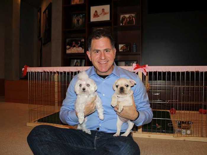 The kids shared this photo of their dad with the family dogs.