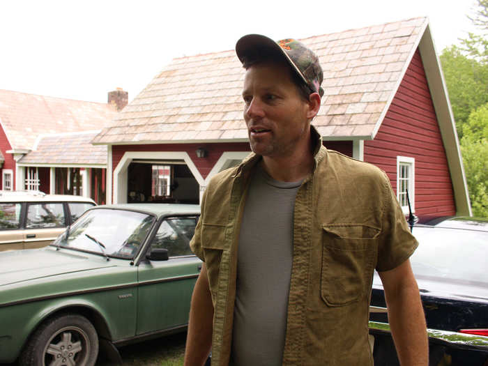 Strusinski greets him outside a red barn where he camps out for a few weeks every spring. A native of Vermont