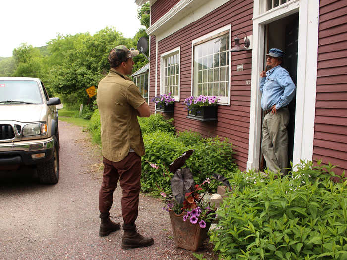 Because Strusinski travels all over the Northeast, he will sometimes flag down passing cars or knock on strangers