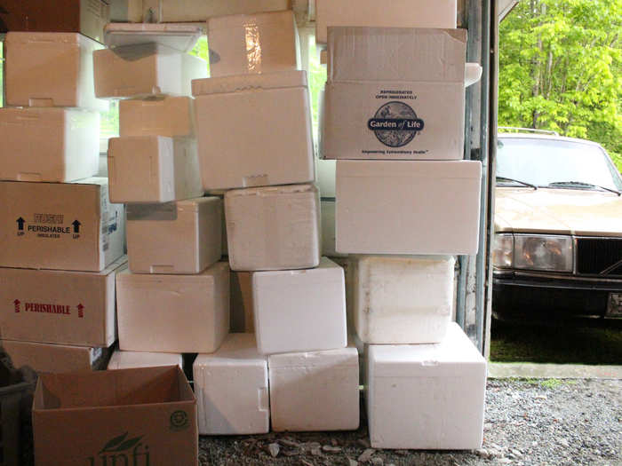 He will pack the ingredients into these large cardboard and styrofoam containers and cram them like Tetris pieces into the Volvo on delivery day. He will portion the ingredients as he hops from restaurant to restaurant.