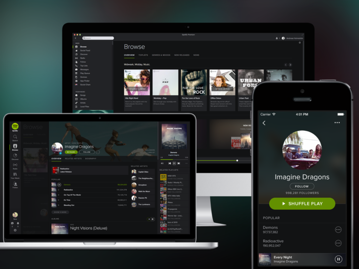 Instead of Music, use Spotify