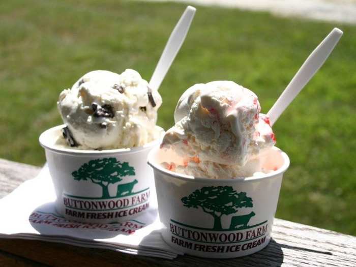 CONNECTICUT: Buttonwood Farms in Griswold serves home-made ice cream in classic and unique flavors, like blueberry, maple walnut, and pumpkin. The ice cream is made from scratch with farm-fresh ingredients, like fresh strawberries, blueberries, and of course, milk. The working farm also makes its own waffle cones.